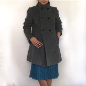 Silence + Noise Gray Polyester Wool Coat